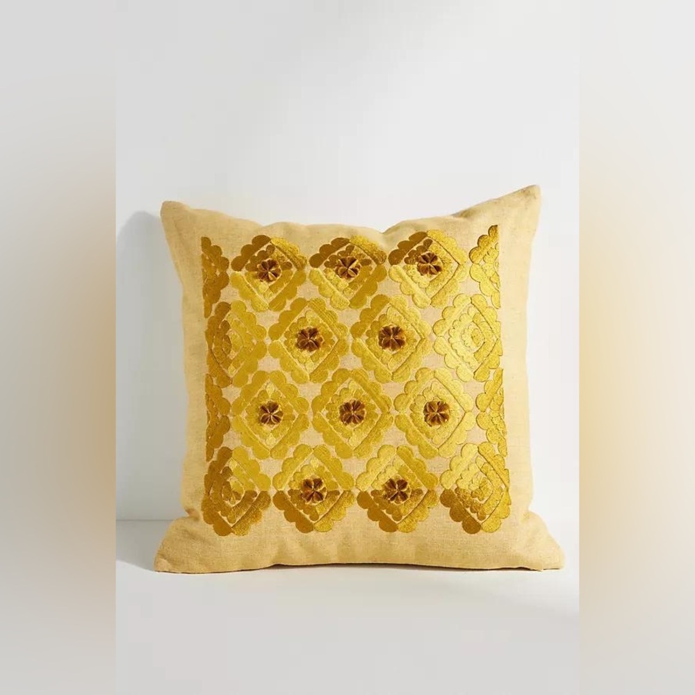 New Anthropologie Home Decor Yellow/Gold Layla Throw Pillow